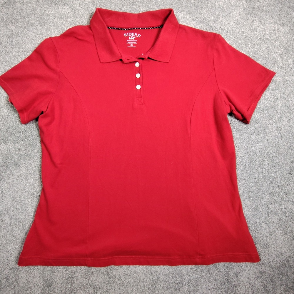 Riders by Lee Womens XL Red Short Sleeve Instantly Slims You Polo Shirt